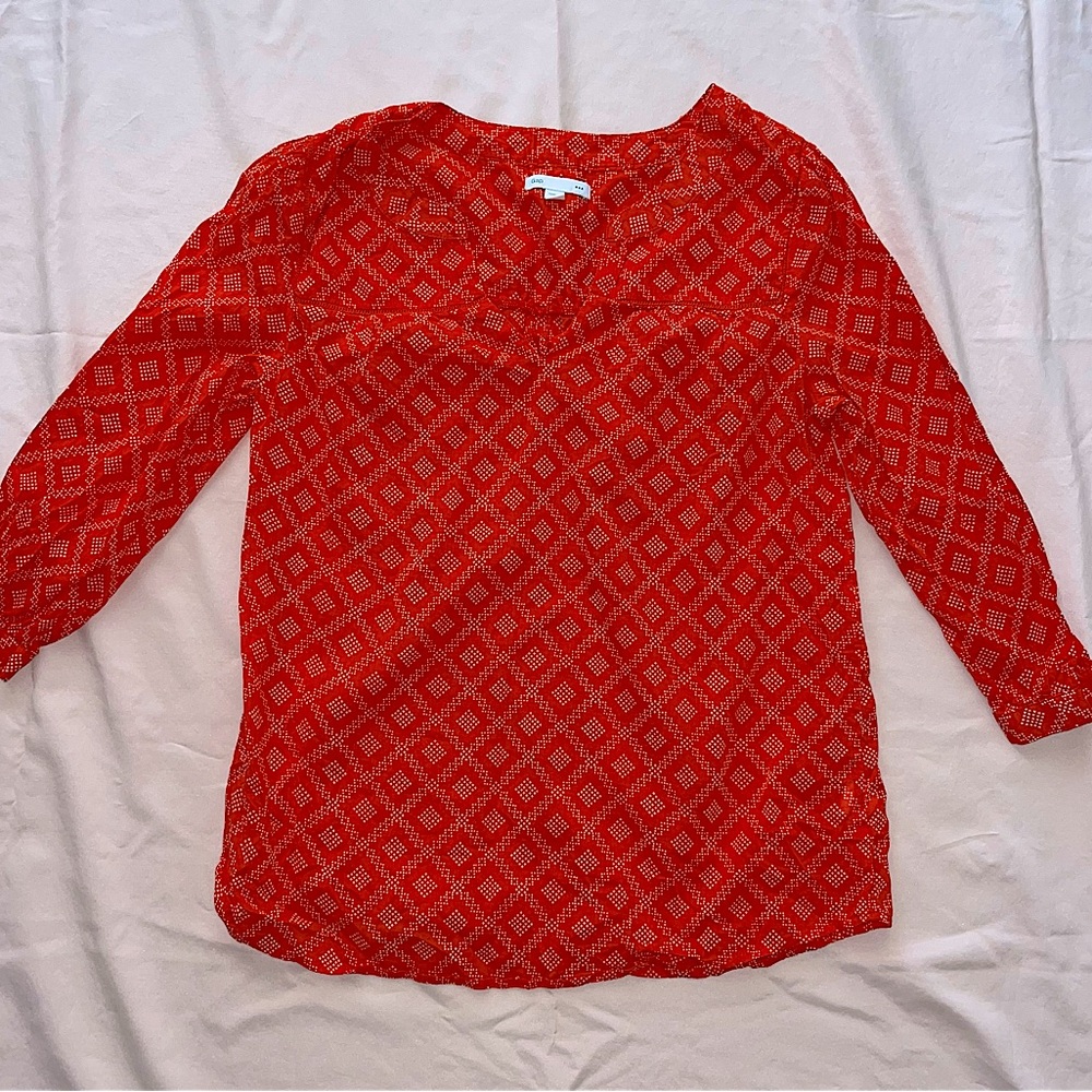 Gap Voyage Tunic Orange Print XS top